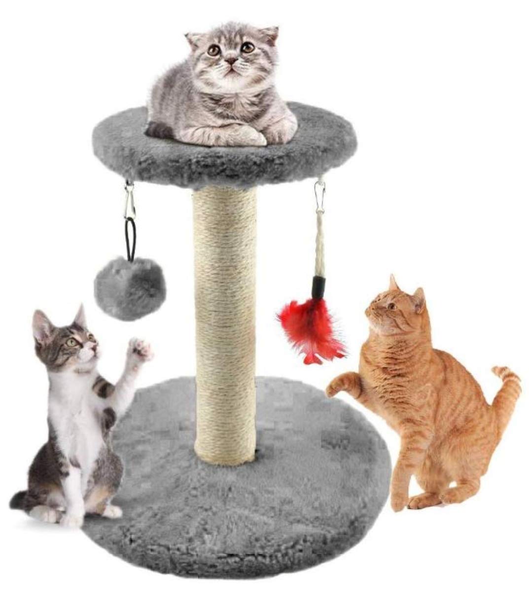 Cat Scratcher Post Pole Play Tree Tower Activity – Pet Kitten Cat Play Centre Durable Climbing Sisal Rope Claw Scratching Post with Interactive Toys for Cat’s Relaxation and Sleep