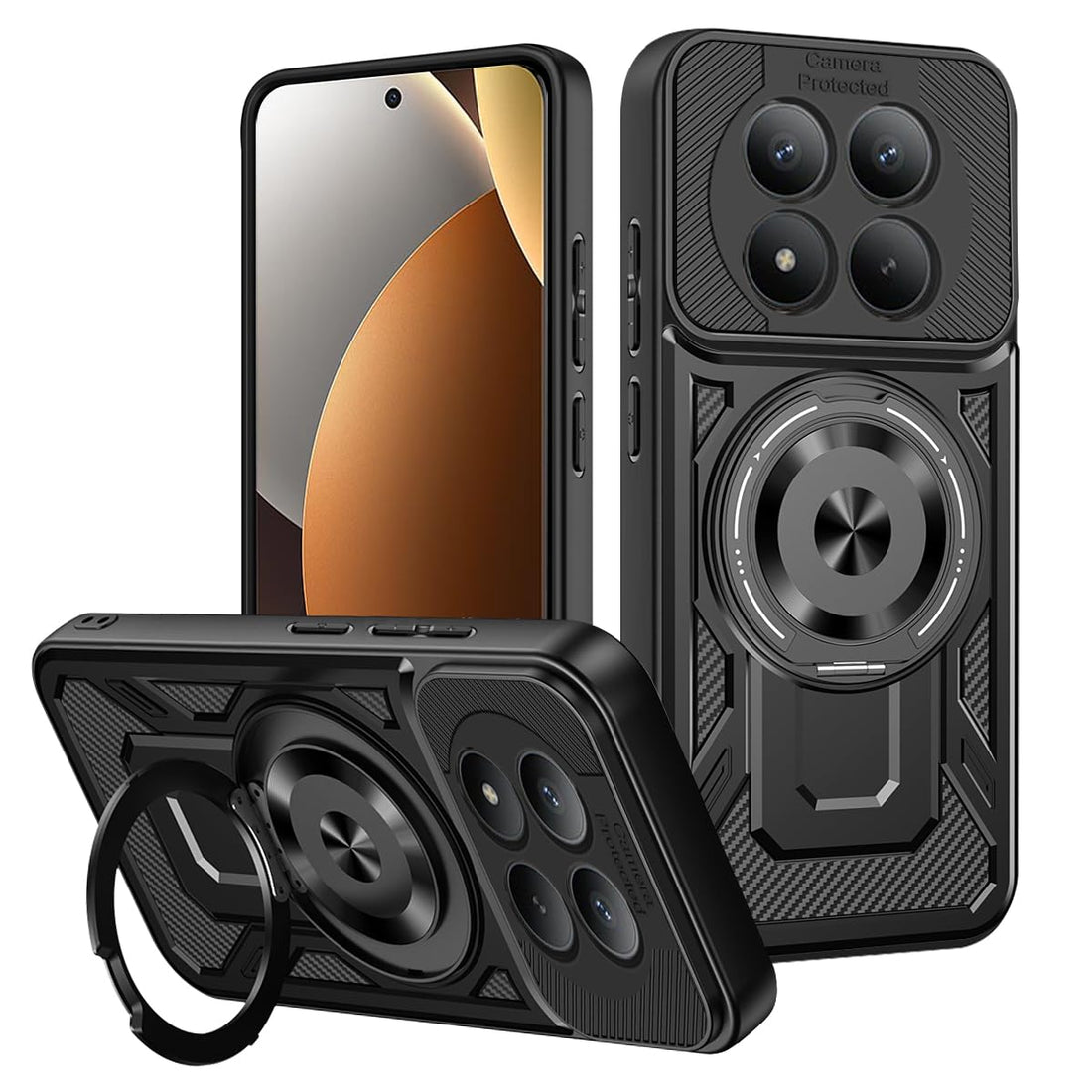 Case Cover Shock Resistant UNBLACK Protect Camera TPU + PC Compatible with Redmi Note 15 Pro Plus 5G (Black)