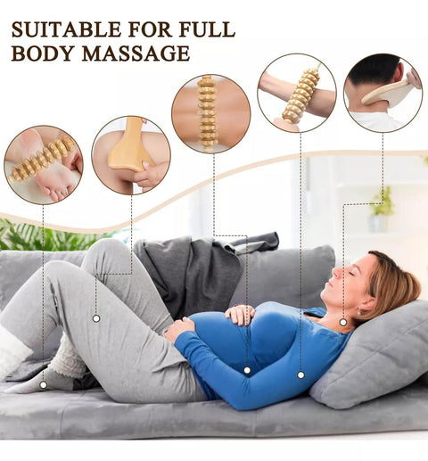 Wood Therapy Kit, 2 in 1 Wooden Therapy Massage Tools, Wooden Gua Sha Tools, for Muscle Relaxation