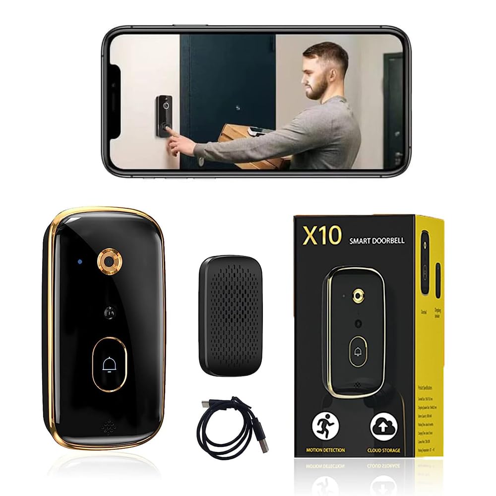 Wireless Video Doorbell Camera, Azonee WiFi Video Doorbell with Chime, Buzzer Motion Detector, 2 Way Audio AI Smart Human Detection, Night Vision, Cloud Storage, Real-Time Alert Doorbell for Home 2023