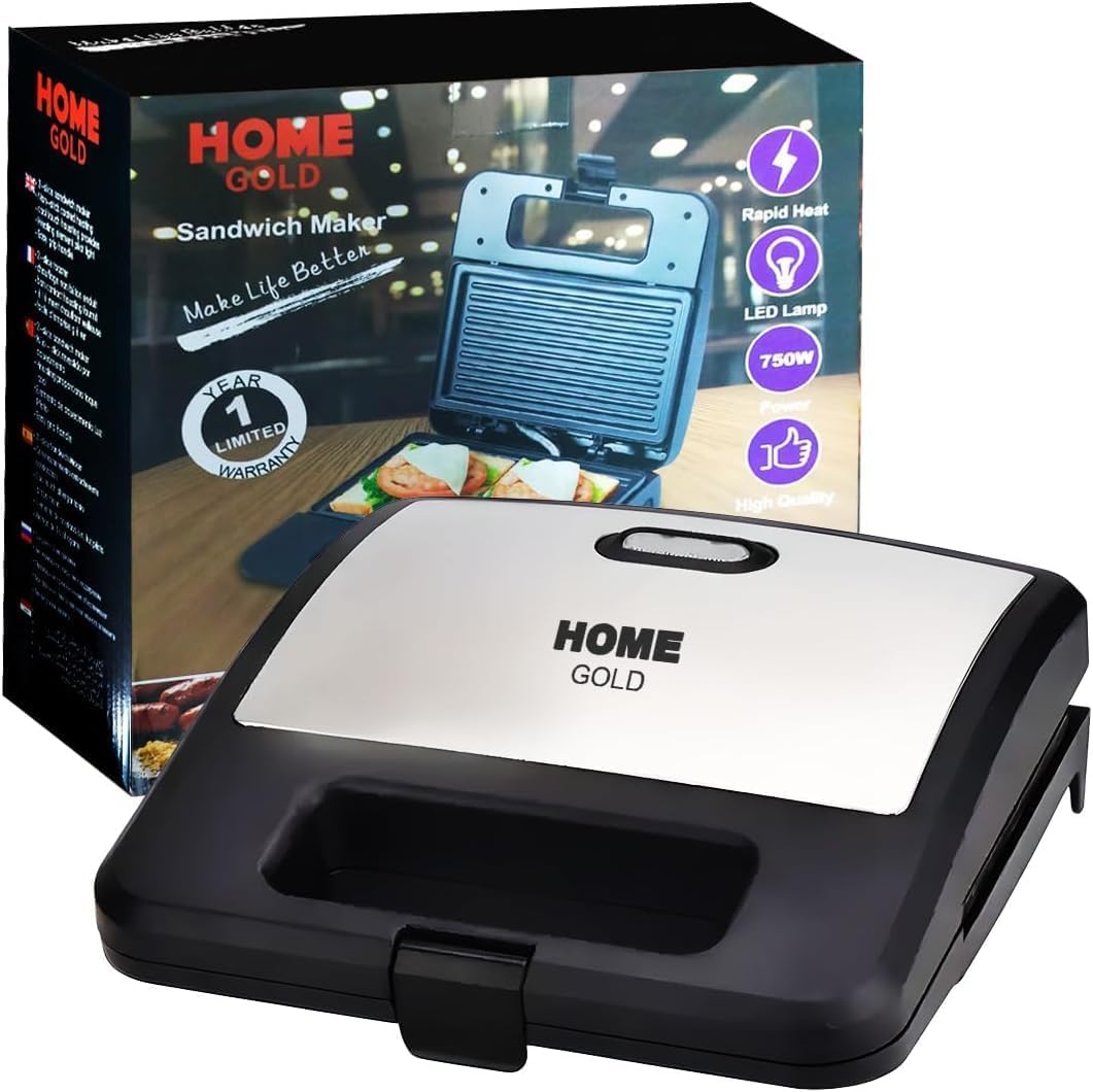 Sandwich Maker 750W Non Stick Toaster Double Sided Heating Electric Panini Press Grill With Led Indicator Compact Portable Easy Clean For Quick Breakfast Home Kitchen Appliance, 2023-8
