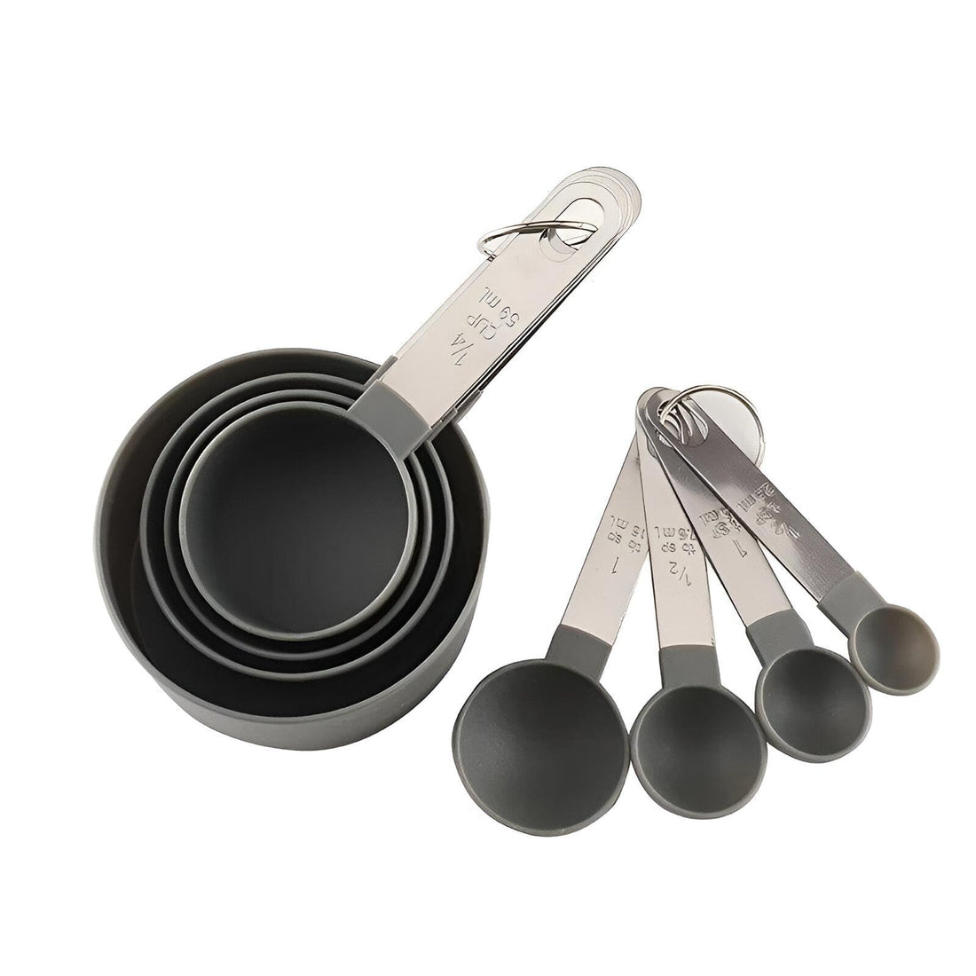 Kitchen Measuring Tools - 8 Pieces Stainless Steel Measuring Cups and Spoons for Precise Division of Ingredients in Vibrant Colors
