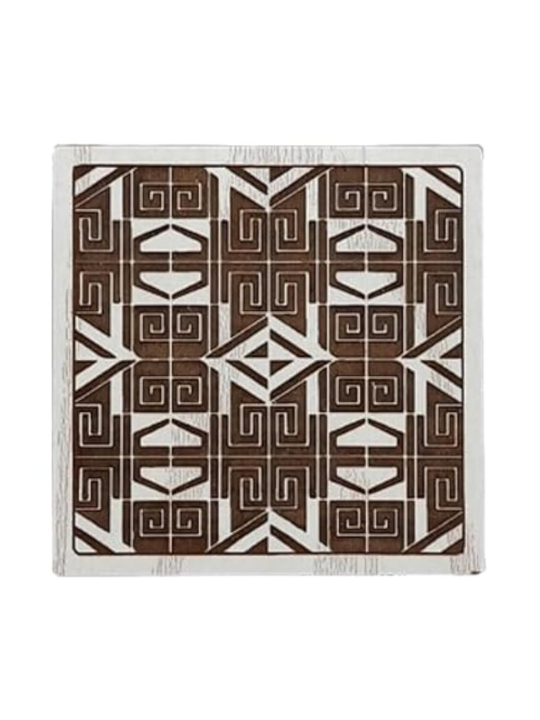 SIGN & DESIGN Wood Square Coaster Geometric Artistic Laser Engraving Gummy Thickness 6 Milliliters 9.5 x 9.5 x 0.6 cm - Beige SCO GE 09L