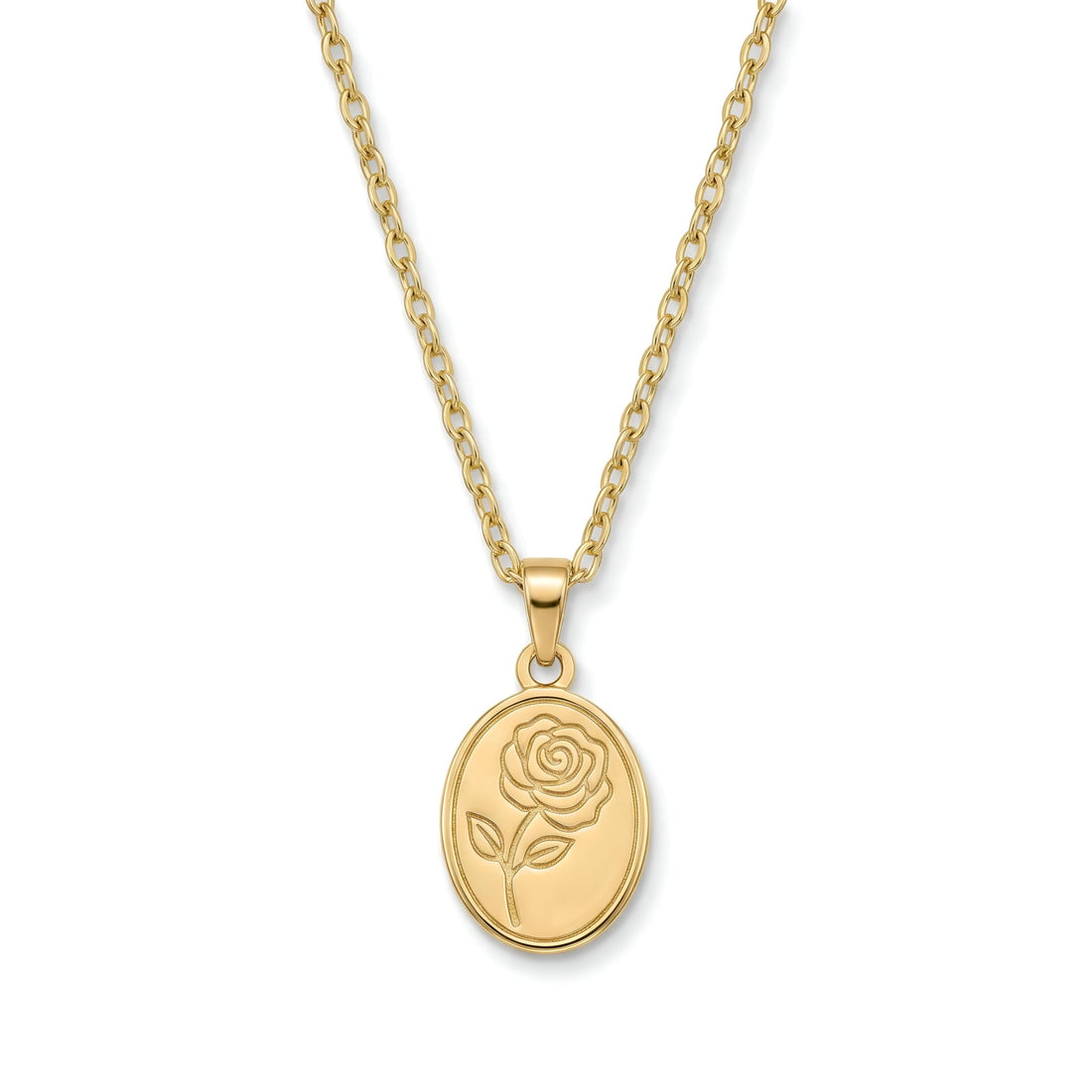 Elegant Rose Pendant - 18-inch stainless steel necklace with round flower charm, thoughtful gift for moms, daughters, wedding guests, and anniversary milestones.
