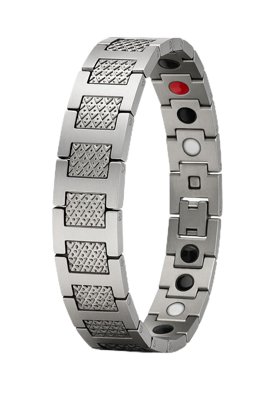 Titanium Magnetic Bracelet for Men – Elegant Hypoallergenic Design with Healing Magnets – for Men Athletic, Stylish – Taq Bracelet (Silver)