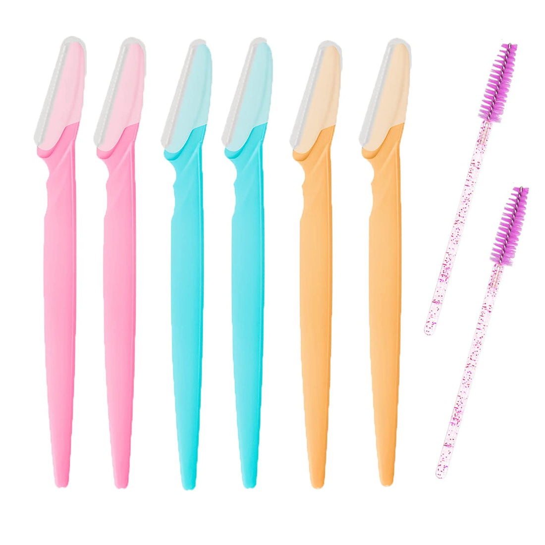 Eyebrow Razors Shaper 6 PcsFace Shavers Trimmers with 2 Pcs Eyelash Brush Multipurpose Portable Precisely Fine Hair Facial Sharp Remover Dermaplaning Tool for Women Men Cheek Shaving Grooming Kit