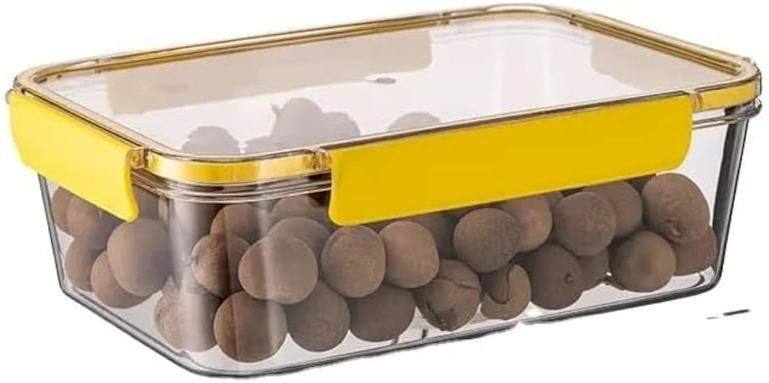 Acrylic Airtight Refrigerator Tins Various Sizes,Kitchen Food Box Fridge Multi-Capacity Lunch Box Provide Storage Space Fresh Vegetable Fruit 800 Yellow