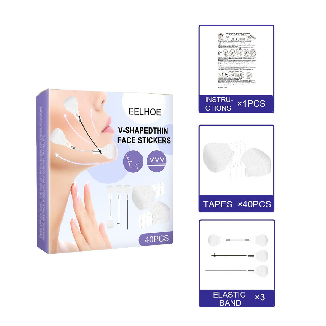 fashion mania for Face Lift Tape, Invisible Face Lifting Sticker - 40pcs V Line Shaping Face Masks - Double Chin Reducer - Anti-Aging and Anti-Wrinkle Band - Contouring and Firming Face Lift Sheet
