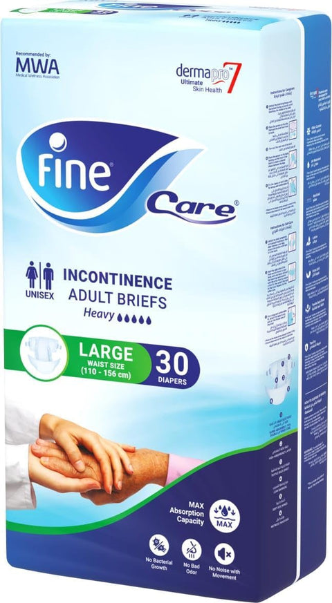 Fine Care Incontinence Adult Diapers breifs, Large Size,Waist 110-156 cm, Count 30 sku 405