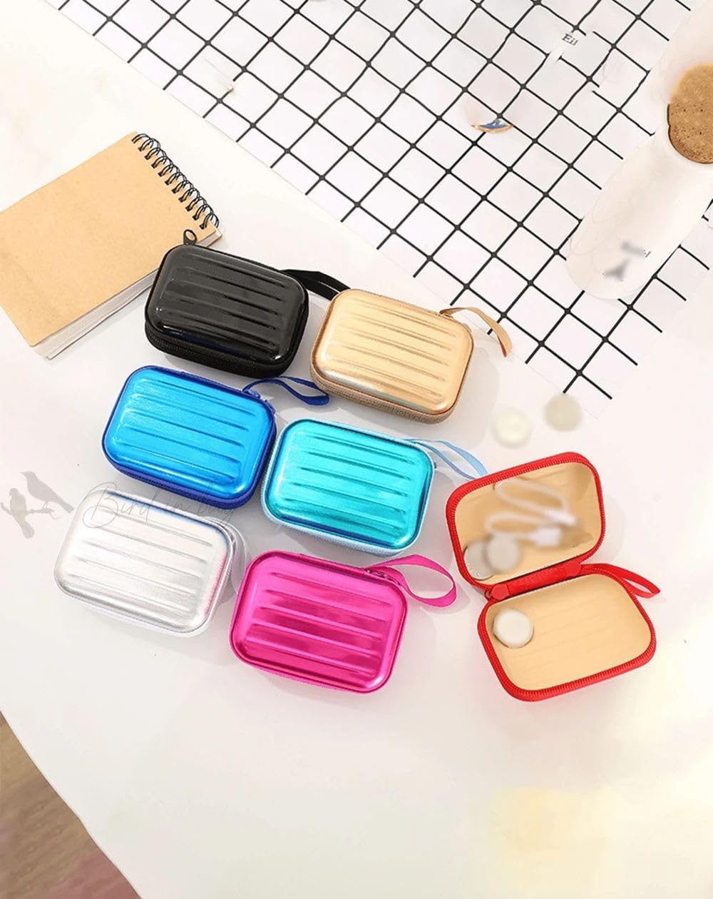 Small Hard Coin Purse Paper Coin Purse - Shockproof Mini Travel Bag Storage Book Portable Money Pouch with Zipper to Protect Coins and Small Items Multicolor
