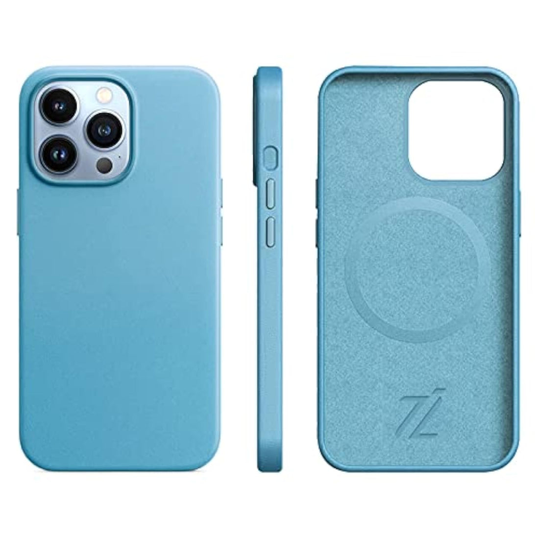 Premium Apple Leather iPhone Cases - Luxury Phone Case - Elevate Your iPhone with Timeless Elegance and Protection(Baby Blue,iPhone 15 Plus)