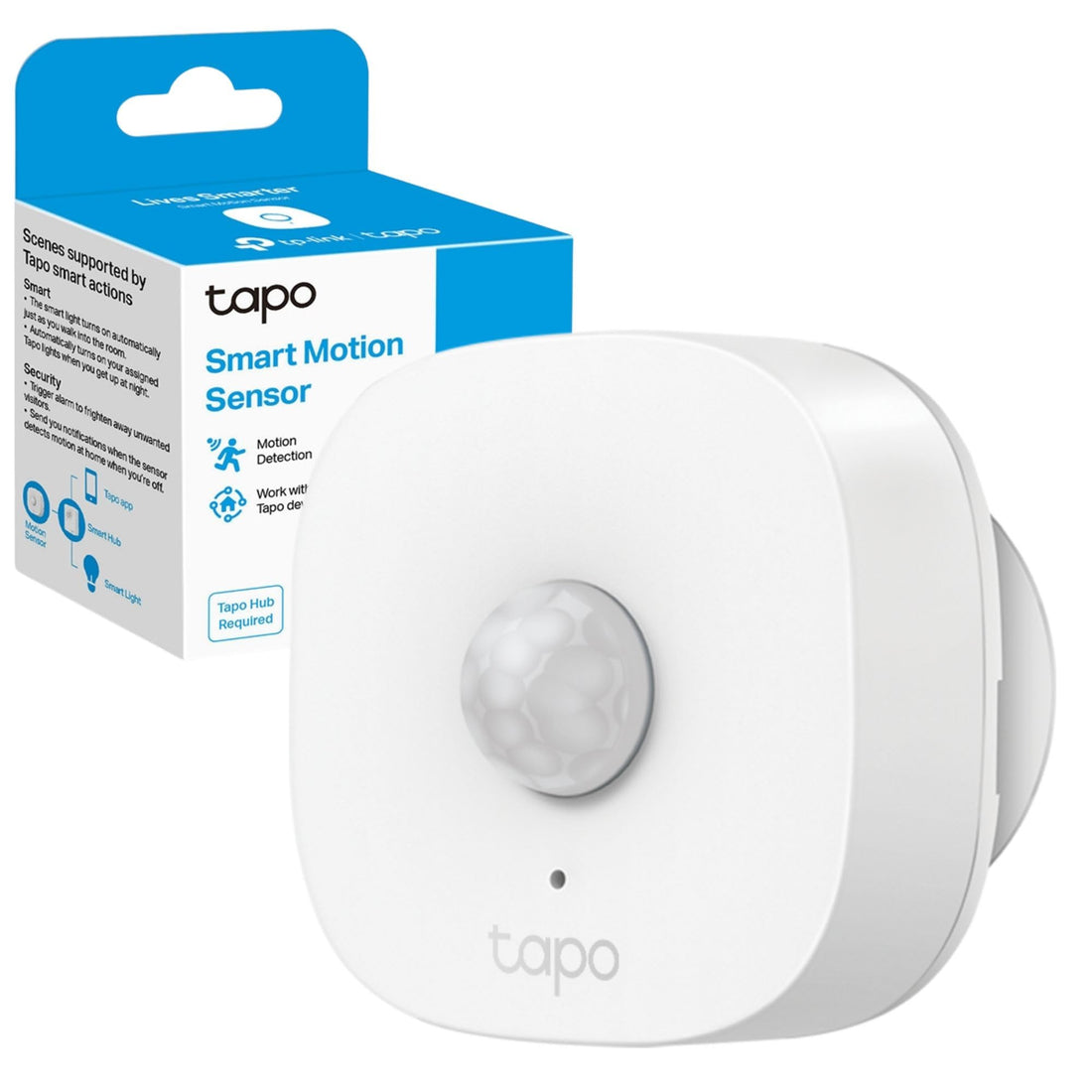 Tapo Smart Motion Sensor, Hands-Free Motion-Activated Lighting, Battery Included, Magnetic Mounting, Easy Installation, Works with Alexa, Hub Required Separately, (Tapo T100) (Package May Vary)