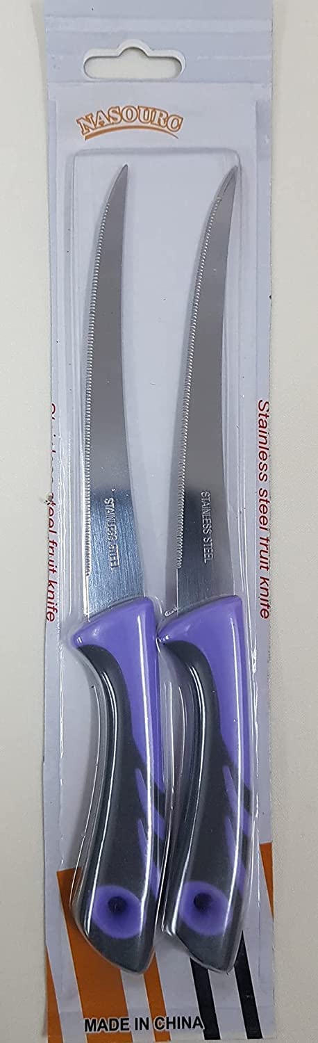 Yasin 2pcs plastic hand saw stainless fruit knife set (22 * 3 * 2 cm) - colors are assorted