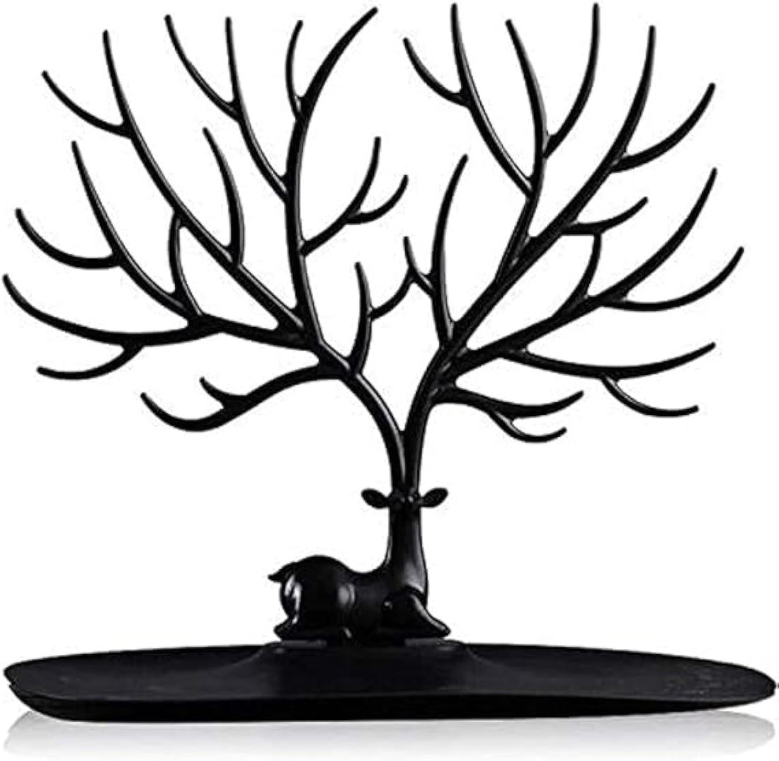Little Dare Jewelry Tree Organizer Tray Display Stand for Earring Necklace Rings Bracelets Black