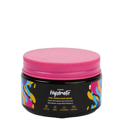 CHAOS Hydrate Pre-Wash Hair Mask – Tames & Softens Dry & Frizzy Hair – With Shea Butter, Argan Oil & Vitamin A – Sulfate-Free, Fast Absorption – Travel size,150 ml