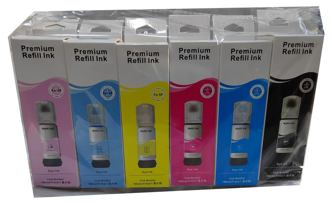 Refill Ink for Eps.on 001,003,004,101,102,103,104,105,106,502,504,512, HNA, HAR Printers (6 COLORS)