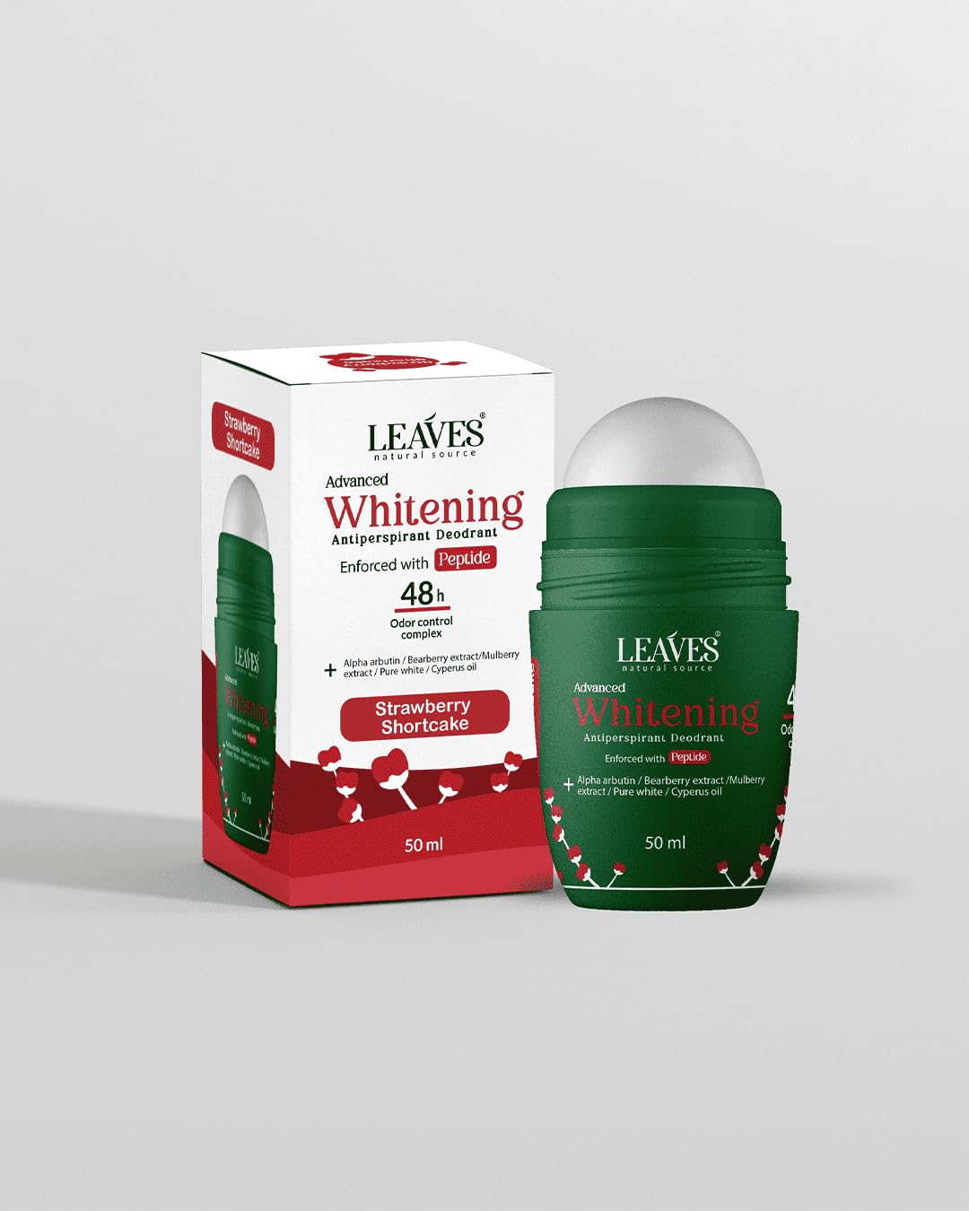 Leaves Advanced Whitening Antiperspirant Deodorant â€“ Warm Chocolate | 48H Sweat & Odor Protection, Alpha Arbutin, Bearberry & Mulberry Extracts, Hair Growth Reduction, 50ml