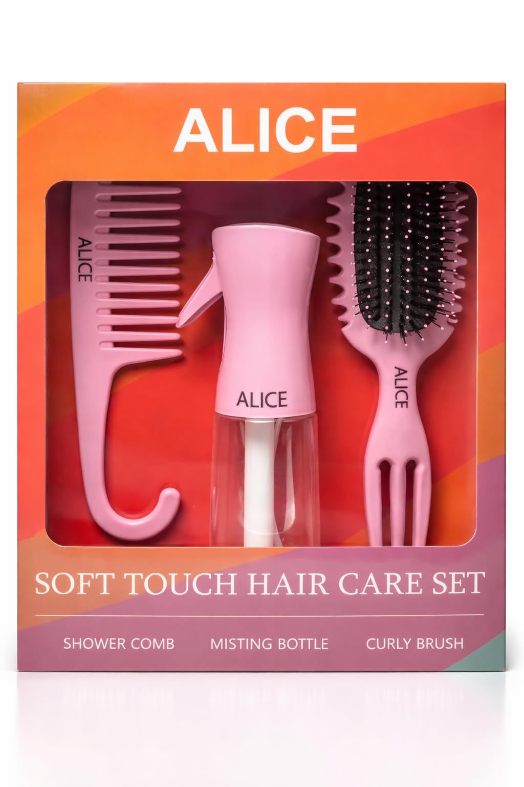 Alice - Hair Care Set, 3 IN 1, Kit Of Shower Comb & Misting Bottle & Curly Brush, For Detangling & Shaping Your Hair, For Wet Hair Styling & Frizz Control, Special Gift