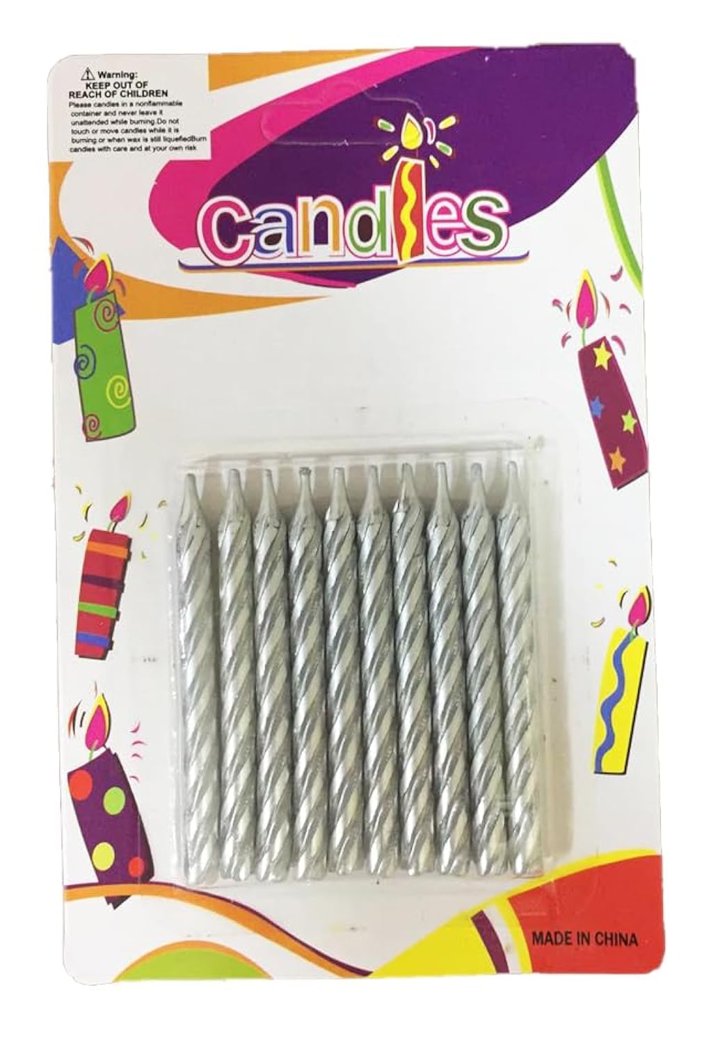 10 birthday silver candles