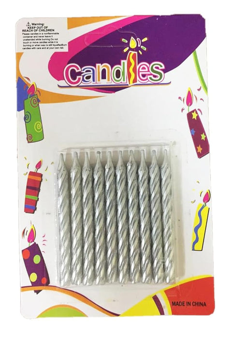 10 birthday silver candles