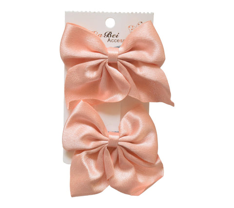 Daphne 2-Piece Girls Bow Hair Clip Set - Fuchia