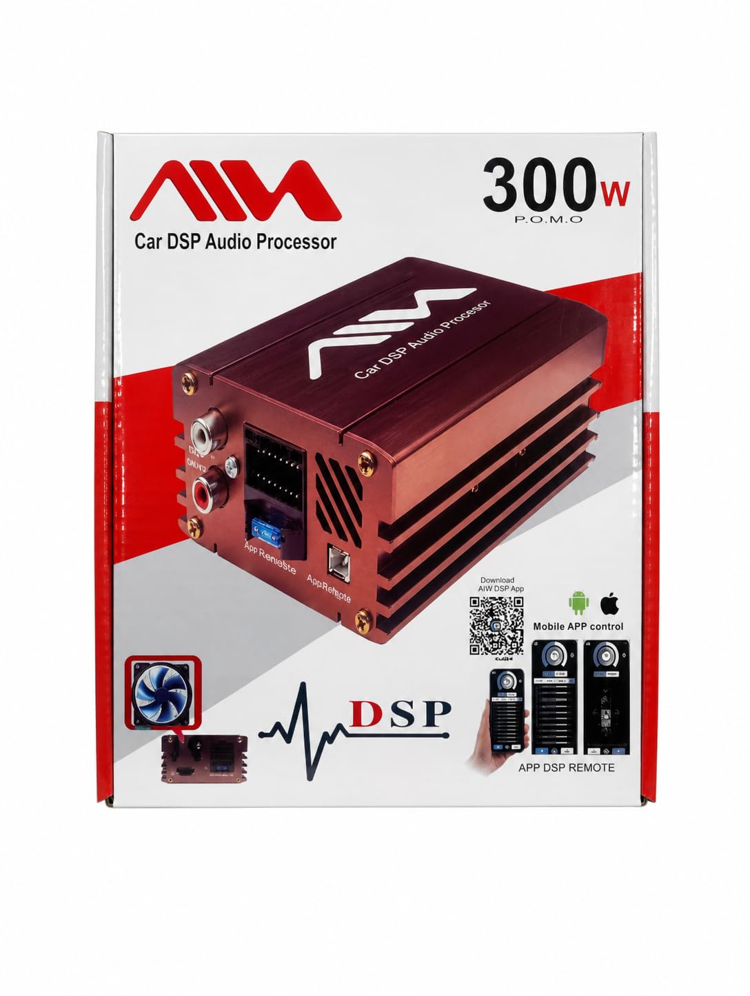 DSP Professional 300W AIW Car Audio Processor – Improve Sound Quality & Mobile Control – Android & iOS Support – Multi-Channel Digital Subwoofer for Cars