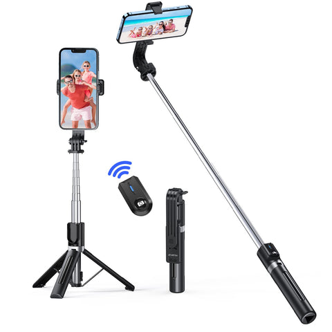 ATUMTEK 38" Selfie Stick Tripod, 3 in 1 Telescopic Tripod Stand with Detachable Bluetooth Remote for iPhone 13/12/11 Pro Max/XS/X/XR, Samsung, Google, LG and Other Smartphones