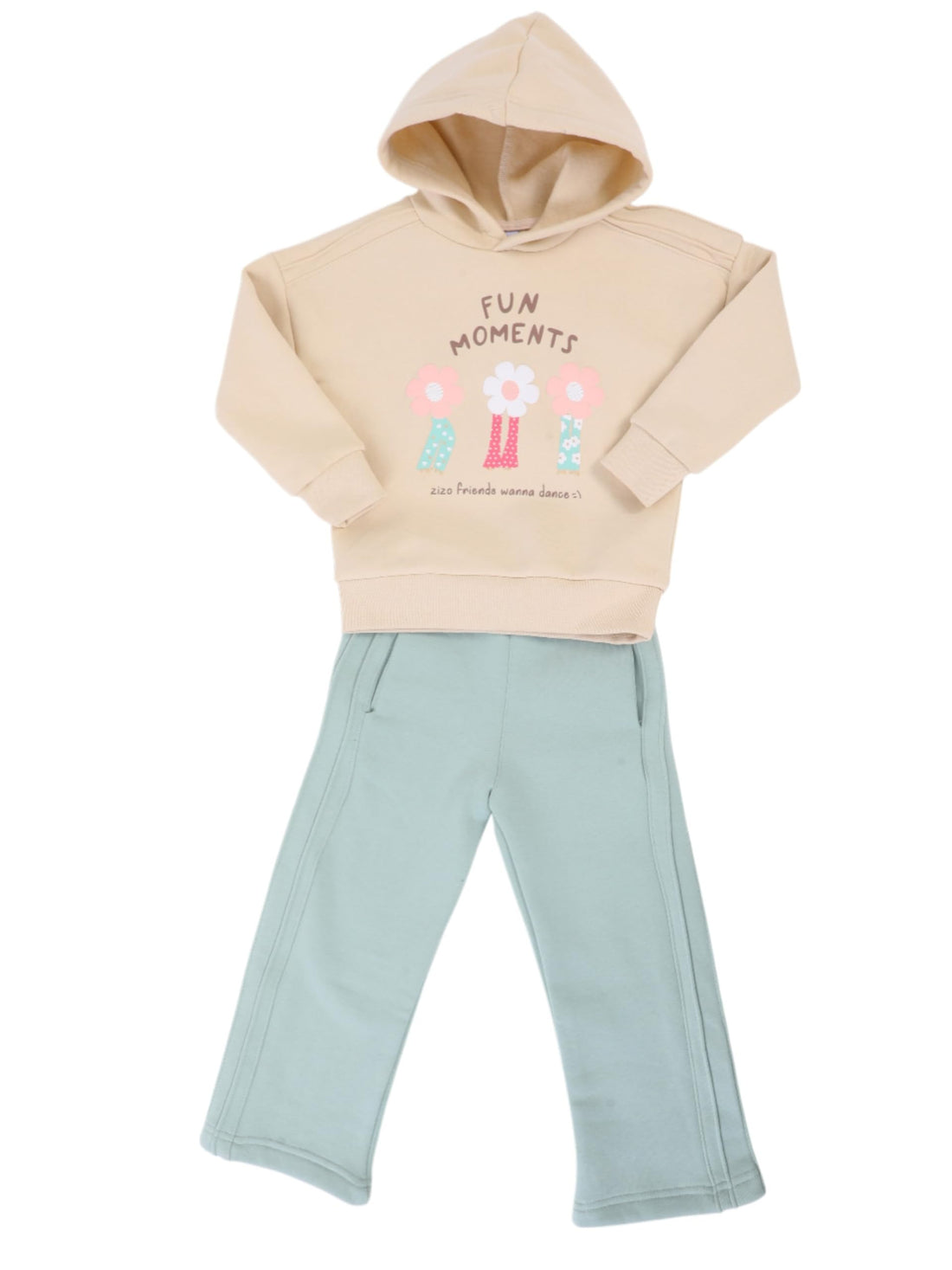 Fun Moments Floral Girls Hooded Tracksuit with Pants, 2-5 Years