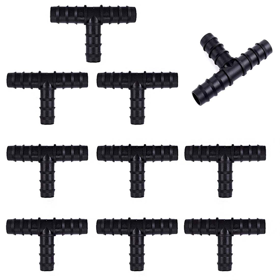 10pcs Rainjet Accessories Drop Fittings 3 Way 16mm T Fitting Hose Connectors for 16mm Irrigation System Fittings Extension Water Pipe Irrigation Fittings Kit (Tee)