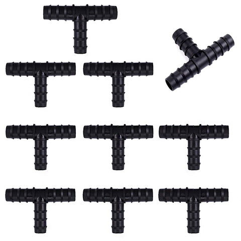 10pcs Rainjet Accessories Drop Fittings 3 Way 16mm T Fitting Hose Connectors for 16mm Irrigation System Fittings Extension Water Pipe Irrigation Fittings Kit (Tee)