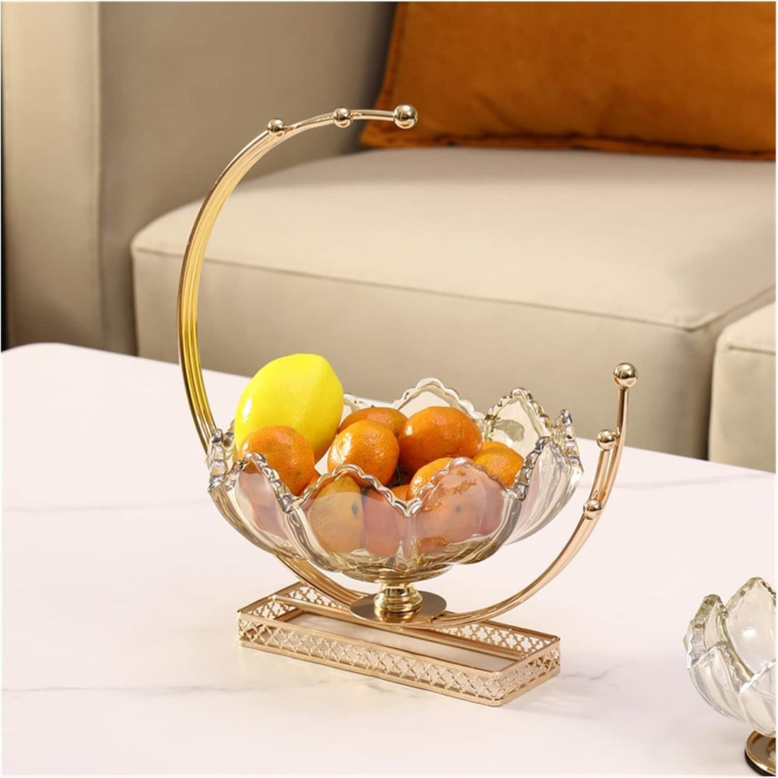 Bunbonier Crystal - Versatile Gold Display (Fruit Plate, Dresser and Jewelry Organizer) with Crystal Plate and Gold Stand.Suitable for Home Coordination and Mtha Gift Generic