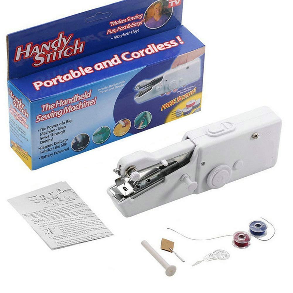 Andoer Sewing machine, Mini Handheld Sewing Machine Portable Electric Hand Sewing Machine Quick Repairing Suitable for Home Travel Clothes Cloth Curtain