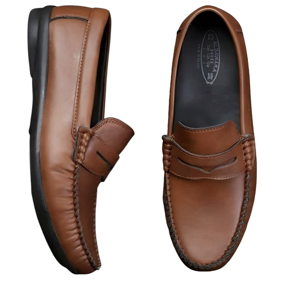 Men's Leather Classic Casual Slip On Lightweight Leather Shoes - Medical Leather Shoes - Stylish and Comfortable Formal Shoes - Brown Shoes