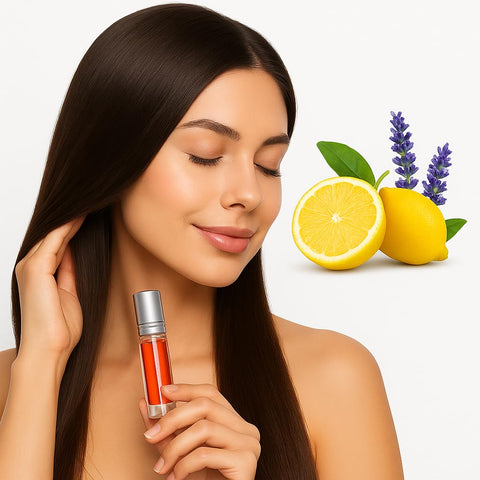 ‍Lavendo Limo Bloom Women's Hair Perfume with Lavender, Lemon & Vanilla Scent – Perf. Oil Roll-On 12ml – Natural Hair Fragrance – Alcohol Free – Enhances Hair Shine with a Feminine Scent