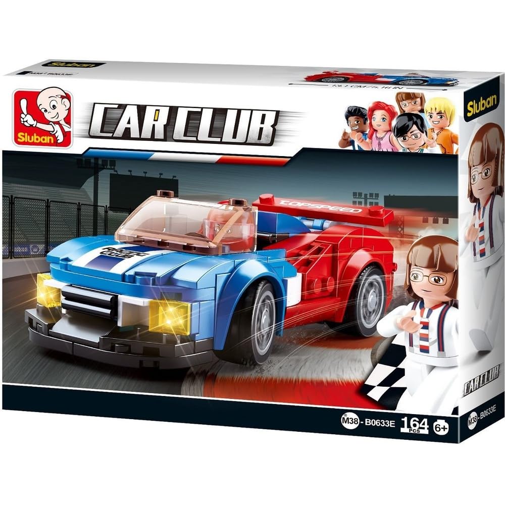 Sluban klemmbausteine sluban m38-b0633e racing car butterfly (164 pieces) [m38-b0633e] play set clamp building blocks racing car with toy figure car club