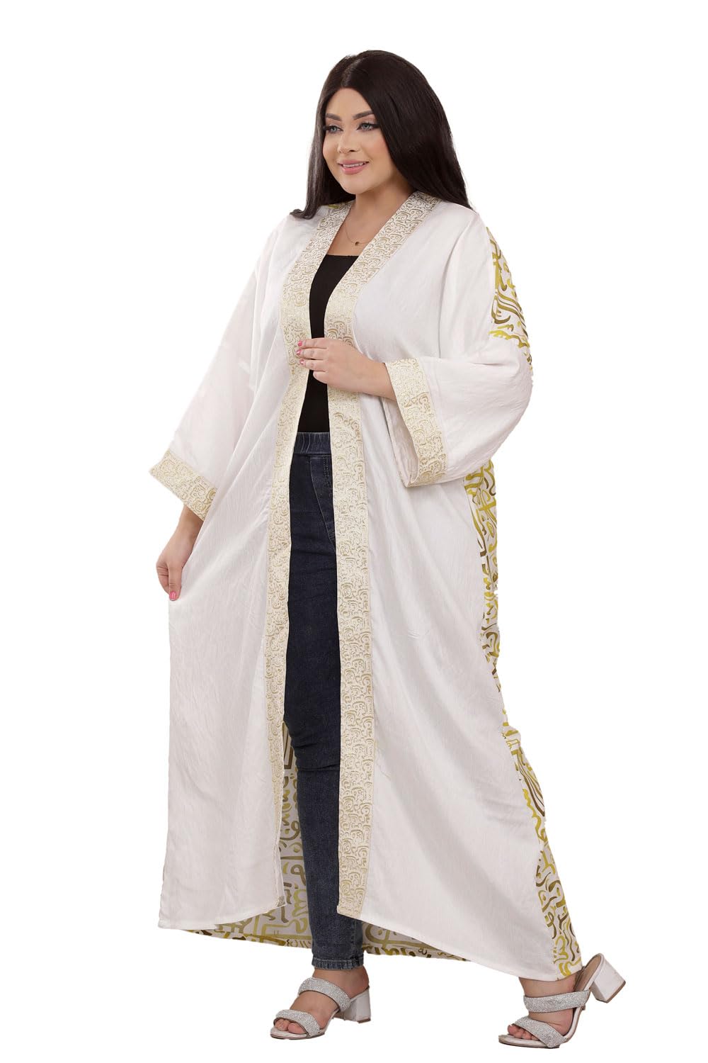 Women Kaftan Elegant Arabic Calligraphy Abaya,Alamalshop Embroidery, Traditional Islamic Robe