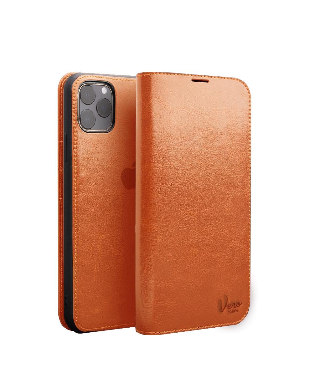 Vero Made V1 Flip Wallet Case for iPhone 11 Pro, Orange (Tan)