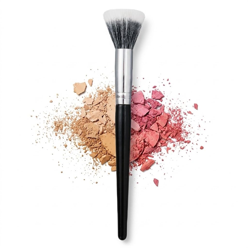 Makeup Brush, Cheek Blusher -Foundation Makeup Brush Fiber Stippling - Perfect for Highlight,Cream,Blusher- 1pc- black hand