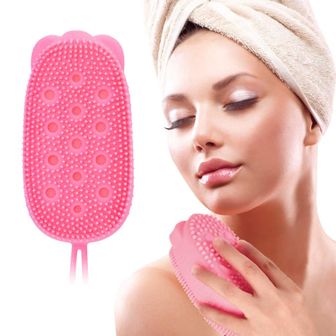 Silicone Shower Sponge Body Scrubber, Body Exfoliating Scrub Shower Brush with Super Soft Facial Cleansing Brush Scrubber, Bubble Bath Brush for Sensitive and All Kinds of Skin