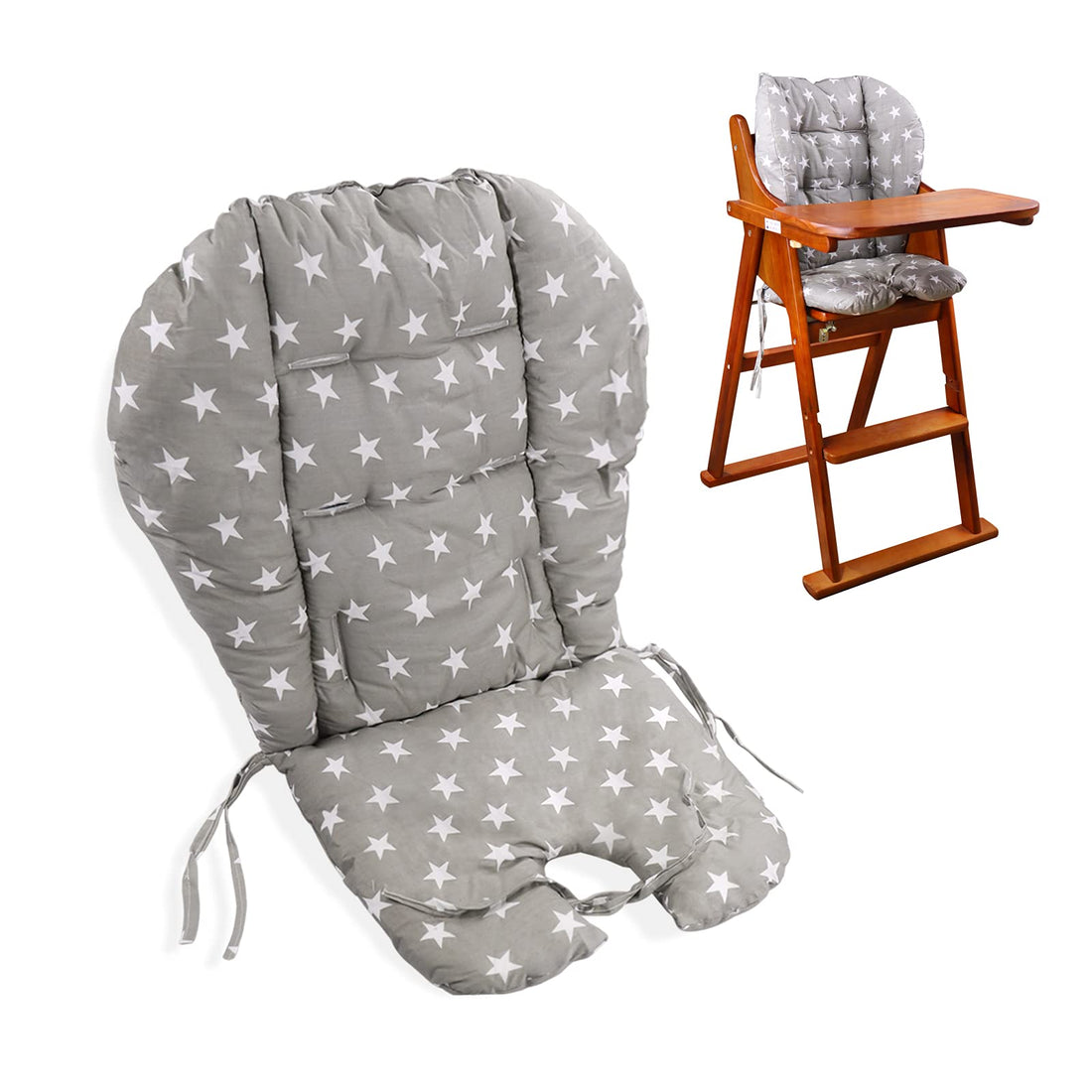 High Chair Pad,high chair cushion/seat Cushion/high chair cushion cover,Soft and Comfortable,Light and Breathable, Cute Patterns,Suitable for Most High Chairs,Baby Dining Chairs(Gray stars pattern)