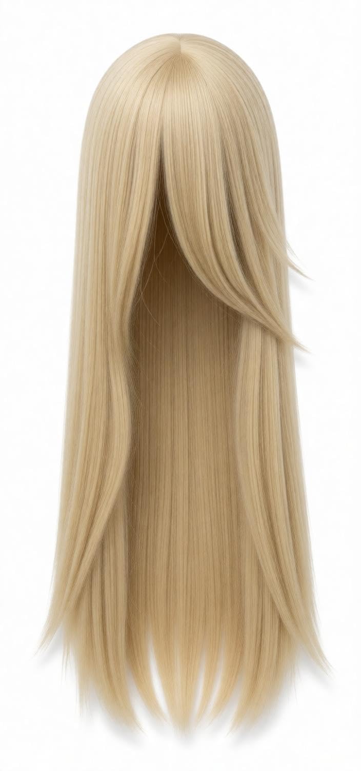 Long Straight Synthetic Hair Wig - Dense Volume, Smooth Finish, No Tangle Design, Adjustable Straps for Secure Fit, Perfect for Weddings, Parties, or Everyday Use (Light Gold)