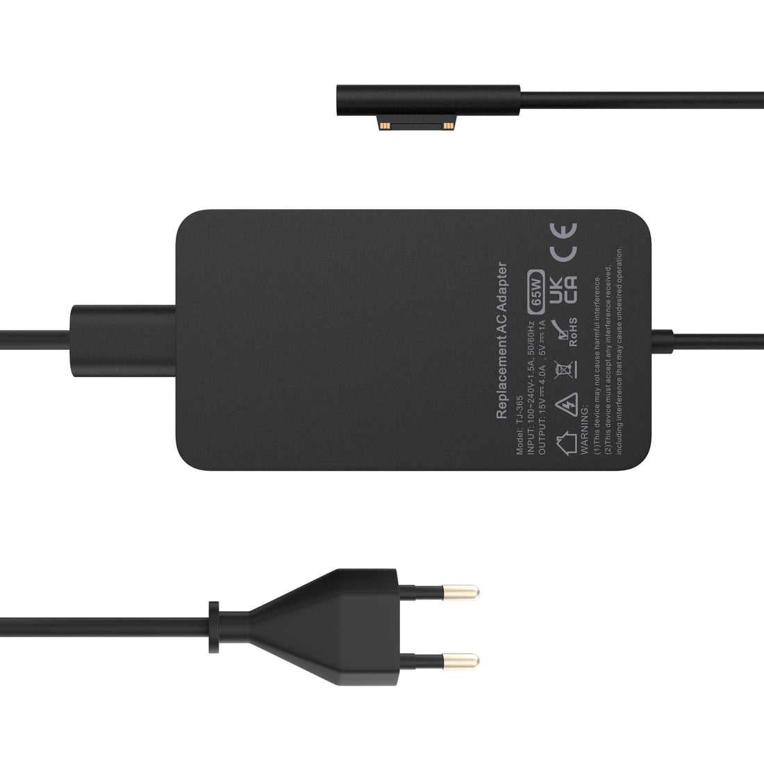 Surface Pro Charger, 65 W 15 V 4 A Microsoft Surface Power Supply for Surface Laptop4/3/2/1, Surface Book1/2, Surface Pro X/Pro 8/Pro 7/Pro 6/Pro 5/Pro 4, Surface Go, with USB Port