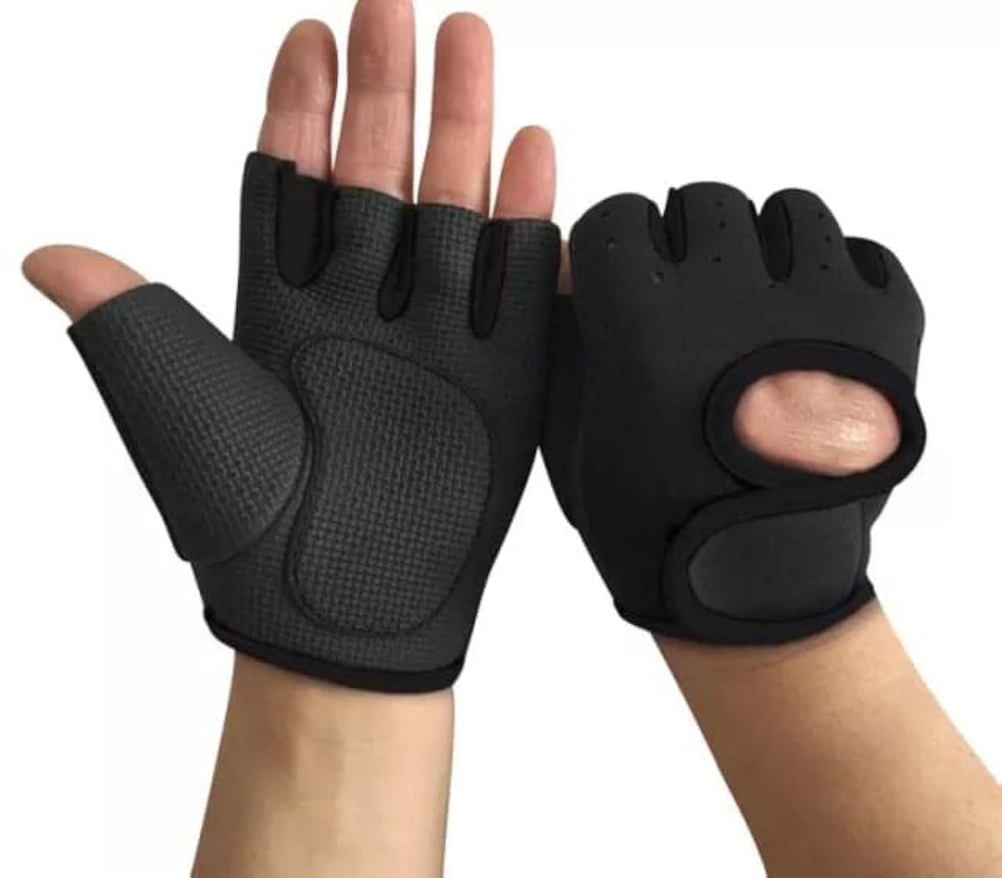 Motorcycle Gym Half Finger Sports Gloves (Neoprene Black)
