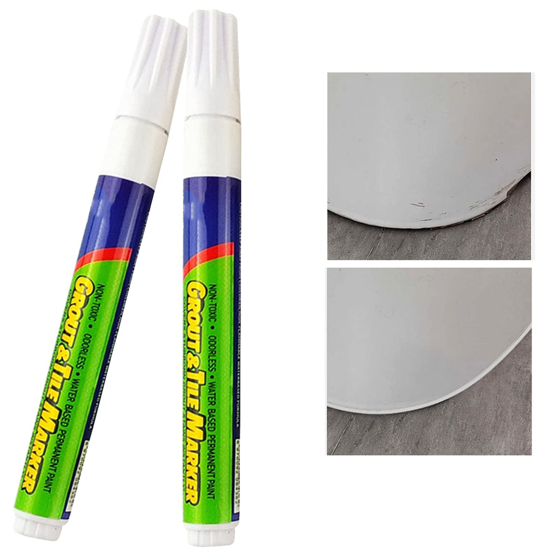 Grout Pen Wall, White Kitchen Grout Pen, Bathroom Grout Pen, Pen Repair Tile, Tile Grout Pen, Joint White Pen, Waterproof, Joint Pen Home, for Kitchen, Bathroom, Floor, White, 2 Pieces