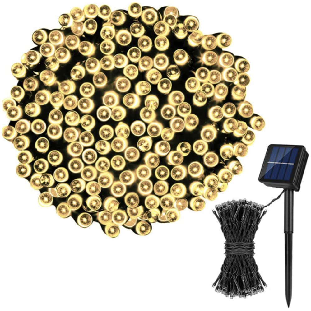 QSPORTPEAK 100 LED White Christmas Solar String Outdoor Lights,40 ft Tree Lights, 8 Modes Waterproof Fairy String Lights for Garden,Home, Party, Wedding,Holiday,Xmas Tree,Outdoor Decor (Yellow)
