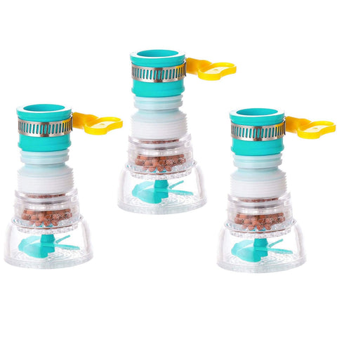 NAGA 3 Pack Faucet Water Filters, Water Purifier Faucet Kitchen Household Anti Splash Tap Water Filter Cartridge Fits Standard Faucets (Blue)