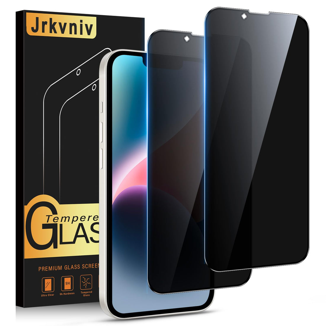 Tempered Glass for iPhone 14 Anti-Spy, Anti-Spy Hardness 9H Privacy Screen Protection Film Anti-Scratch Bubble-Free Transparent HD Screen Protector, 2 Pieces