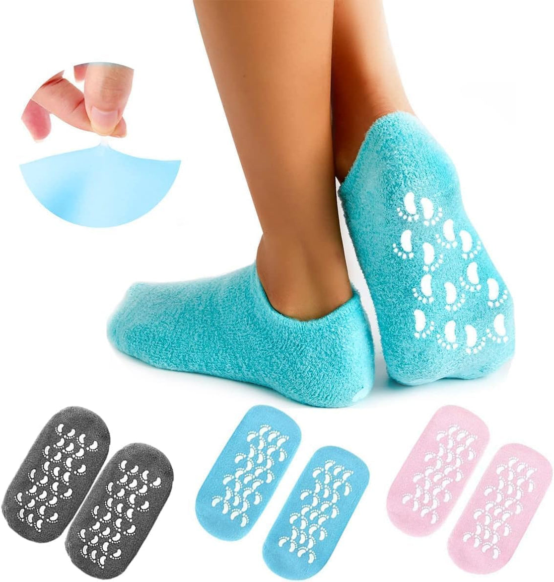 Moisturizing Gel Socks - Silicone Foot Mask for Cracked Heels, Deep Hydration Repair, Spa Treatment at Home, Soft Foot Care Socks for Dry Feet, Reusable Gel Socks (Black)