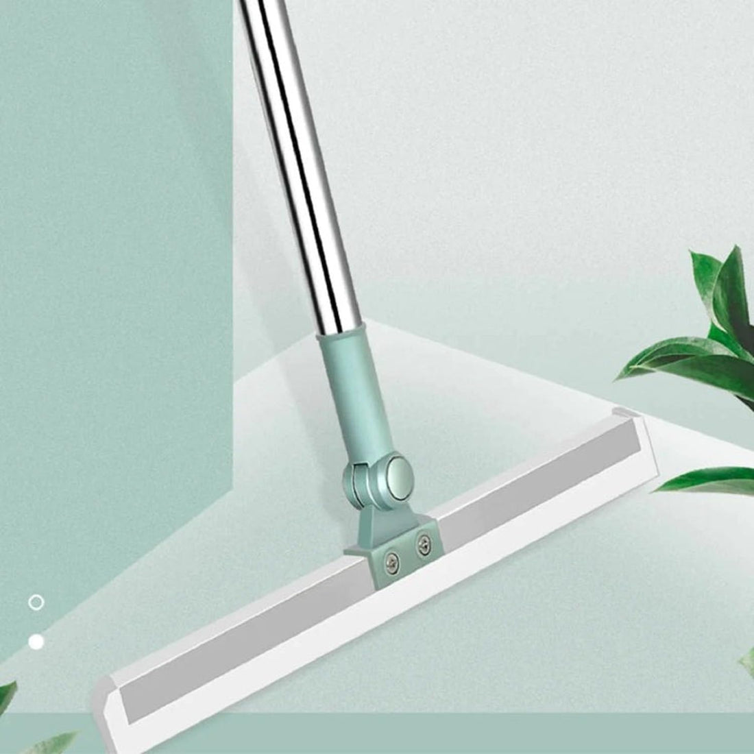 Magic Broom Floor Squeegee Wiper with Long Handle Adjustable 180 Degree Rotating mop Silicone Strips Stainless Steel Silicone Blade Floor Wiper for Home,Office, Shop,Bathroom,Tile Pet Hair.