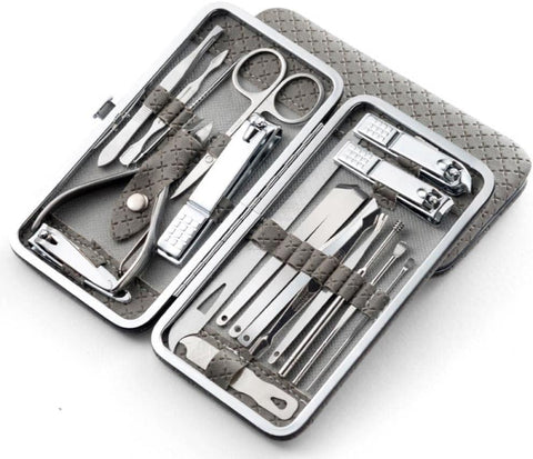 Manicure and Pedicure Set 19-Piece– Professional Stainless Steel Nail Clipper Kit for Women – Grooming Tools for Nails, Eyebrows, and – Travel Case Included